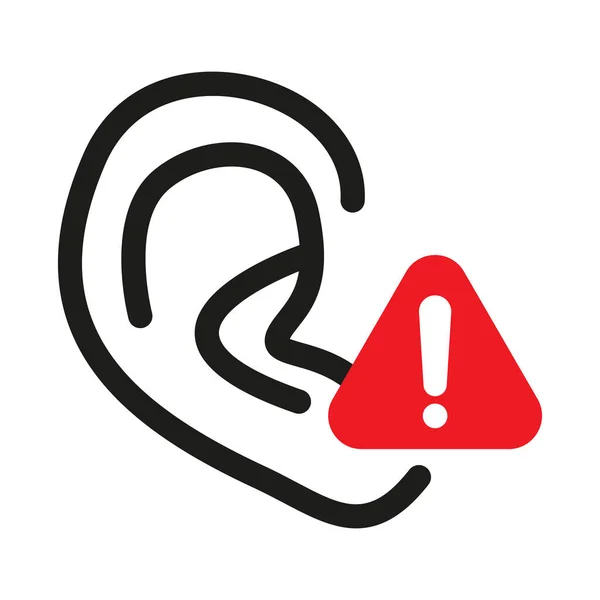 Tinnitus Disease Line Icon Caution Ear Protection Vector Illustration — Stock Vector
