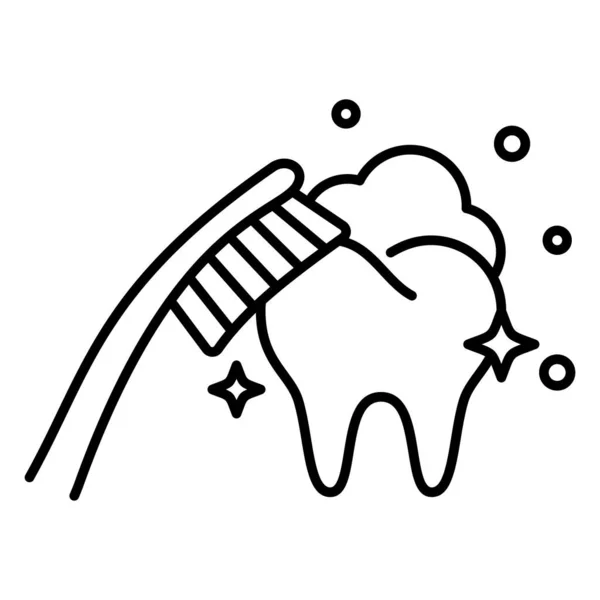 Зуб Очищает Иконку Контура Зубной Пасты Стоматология Стоматологическая Линия Векторная — стоковый вектор