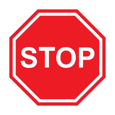 Kırmızı Dur İşareti simgesi. Yol İşareti vektör illüstrasyonu