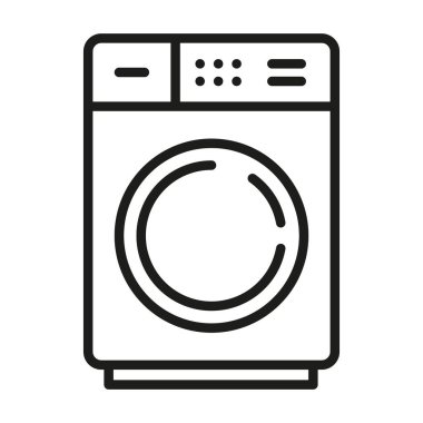 Çamaşır makinesi çizgi simgesi. Çamaşır konsepti ana hatlı vektör çizimi