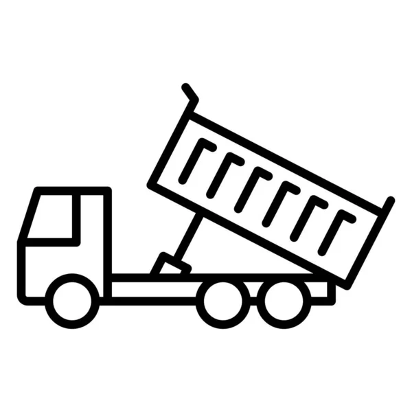 Dumper Truck Unloading Line Icon Heavy Duty Vector Illustration — Stock Vector
