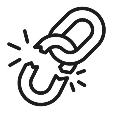 Kırık zincir ya da zayıf ana hatları simgesi. Kırık bağlantı vektör illüstrasyonu