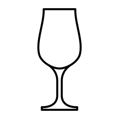 Şarap kadehi taslak ikonu. Alkollü içecekler için bardak, vektör illüstrasyonu