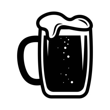 Köpüklü bira kupası ikonu. Bira bardağı Alkol sembolü vektör illüstrasyonu.