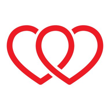 Bağlı kalp simgesi. İki kalp vektör illüstrasyonundan döngü