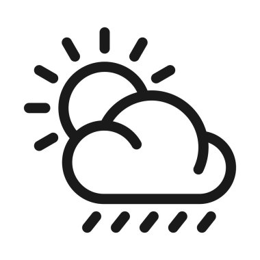 Cloudy Weather icon. Sun behind the cloud with rain vector illustration
