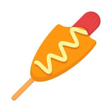Bite Corn dog or Sausage in the dough icon. Flat style vector illustration.