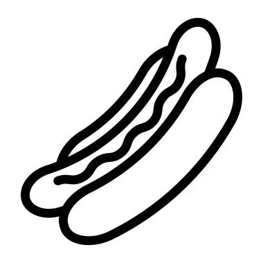 Hot dog outline icon. Bun with sausage line symbol vector illustration