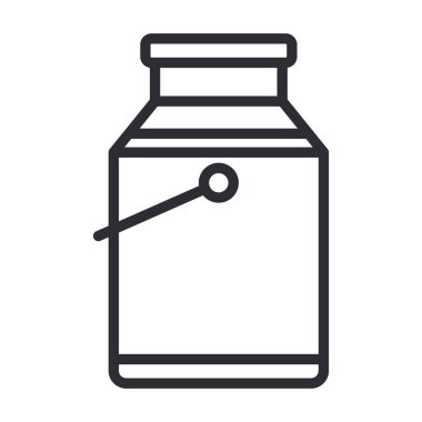 Milk can iron bin tank outline icon. Vintage milk can line vector illustration.