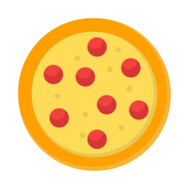 Fresh pizza flat style icon. Top view of Traditional italian fast food vector illustration