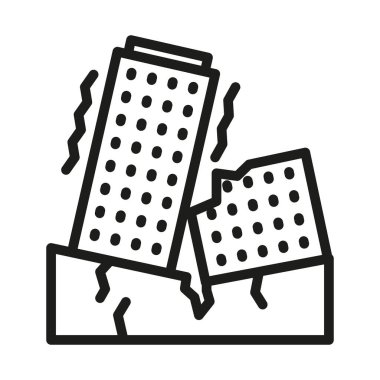 Earthquake broken house line style icon. Earthquake Insurance outline vector illustration