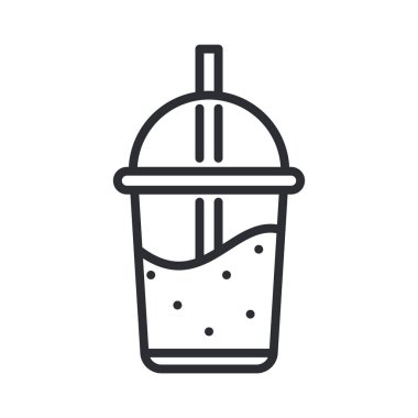 Milk Shake outline icon. Milkshake cartoon line symbol vector illustration.