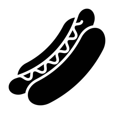 Hot dog icon. Bun with sausage vector illustration.