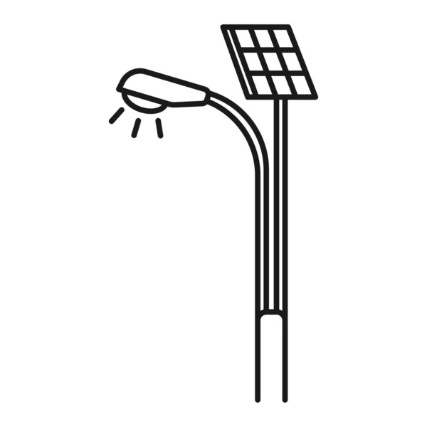 Zonnepaneel Verlichting Straatlamp Autonome Oplossing Energie Efficiënte Lantaarn Vector Lijn — Stockvector