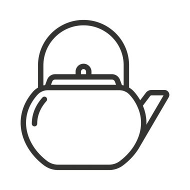 Çaydanlık hattı simgesi. Sıcak içecekler Çin çaydanlığı sembolleri vektör çizimleri