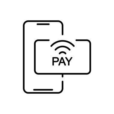Nakitsiz mobil ödeme ikonu vektörü. NFC ödeme doğrusal simgesi