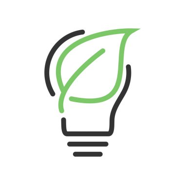 Sürdürülebilir ekolojik enerji ikonu, yapraklı çevre dostu enerji ikonu. Enerji sembolü çizgi vektörünü kaydet. 