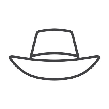 Şapka Kovboy Simgesi Asgari Satır Biçimi Batı Şapka Vektörü