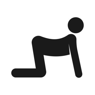 Kedi İneği Pozu Siluet Simgesi. Yoga Germe Vektörü