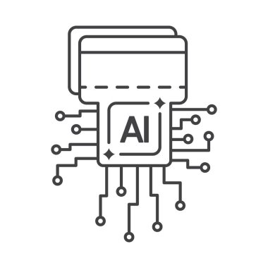 Dijital finans için yapay zeka ai ödeme kartı fintech bankacılık teknolojisi vektör simgesi