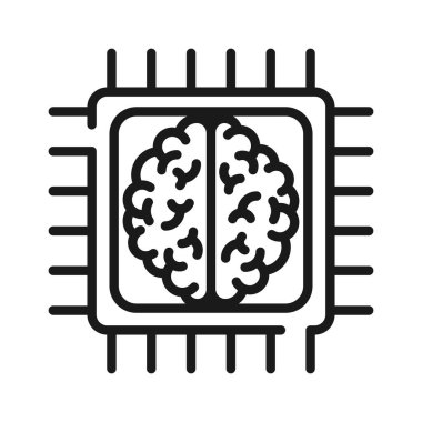 Yapay zeka beyin çipi ai işlemci teknolojisi dijital uygulama için akıllı yenilik vektör simgesi