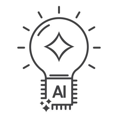 Yapay zeka ai ampul ampul çipi teknolojisi dijital konsept için fikir vektör simgesi