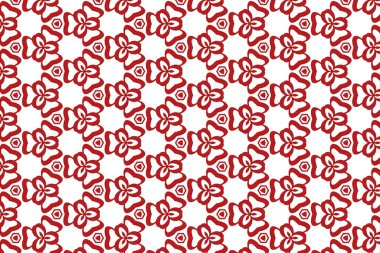 Beyaz arkaplanda soyut kırmızı çiçek deseni.