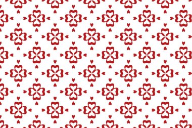 Beyaz arkaplanda soyut kırmızı çiçek deseni.