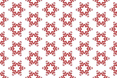 Beyaz arkaplanda soyut kırmızı çiçek deseni.