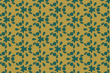 Sarı arka planı olan kusursuz yeşil çiçek deseni..