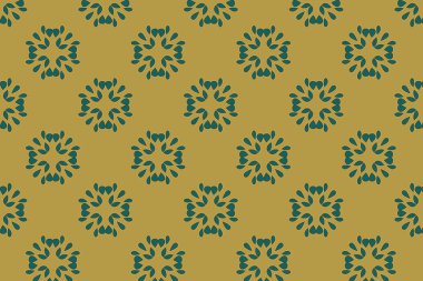 Soyut, yeşil çiçek desenli, sarı arkaplan
