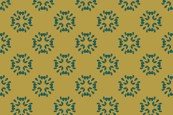 Soyut, yeşil çiçek desenli, sarı arkaplan