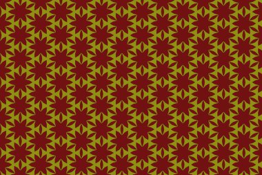 Sarı arkaplanda kusursuz kırmızı çiçek deseni var..