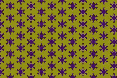 YıIdız benzeri kafes düzeninde zeytin ve mor renkli kalın bir geometrik desen..