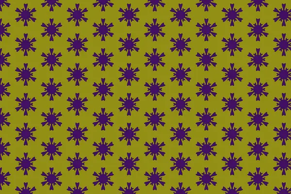 YıIdız benzeri kafes düzeninde zeytin ve mor renkli kalın bir geometrik desen..