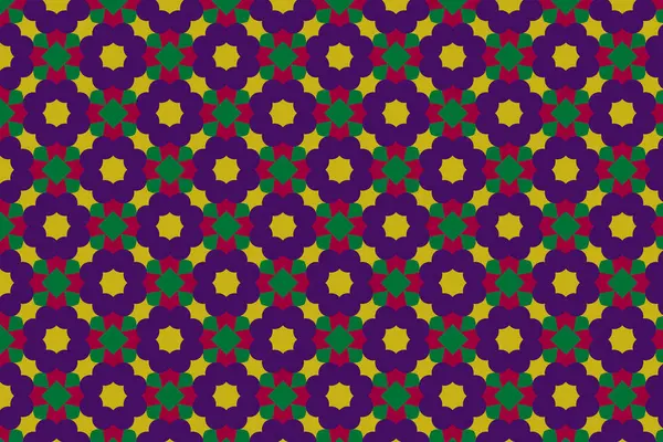 Süslü baskı tekstil için idealdir. Kalın bir geometrik yeşil, sarı arka planda menekşe çiçeği deseni. Dekoratif desen.