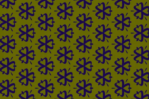 Sarı yüzeyde, geometrik, pürüzsüz, mor bir çiçek deseni.