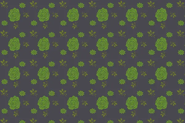 Koyu yeşil arka planda soyut açık yeşil çiçek deseni