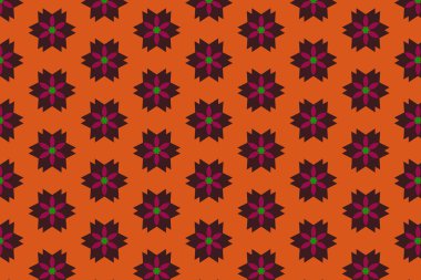 Süslü baskı tekstil için idealdir. Yeşil arka planda cesur bir geometrik çiçek deseni. Dekoratif desen.