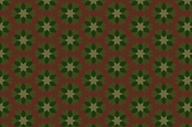 Süslü baskı tekstil için idealdir. Kalın bir geometrik yeşil, sarı arka planda menekşe çiçeği deseni. Dekoratif desen.