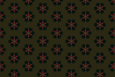 Süslü baskı tekstil için idealdir. Yeşil arka planda cesur bir geometrik çiçek deseni. Dekoratif desen.