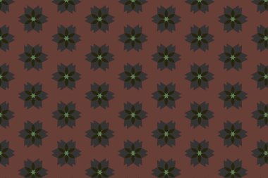 Süslü baskı tekstil için idealdir. Yeşil arka planda cesur bir geometrik çiçek deseni. Dekoratif desen.