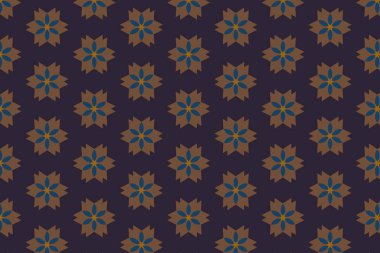 Süslü baskı tekstil için idealdir. Yeşil arka planda cesur bir geometrik çiçek deseni. Dekoratif desen.