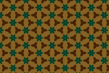 Süslü baskı tekstil için idealdir. Kalın bir geometrik yeşil, sarı arka planda menekşe çiçeği deseni. Dekoratif desen.