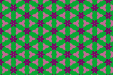 Süslü baskı tekstil için idealdir. Kalın bir geometrik yeşil, sarı arka planda menekşe çiçeği deseni. Dekoratif desen.
