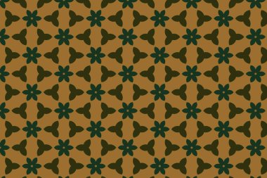 Süslü baskı tekstil için idealdir. Kalın bir geometrik yeşil, sarı arka planda menekşe çiçeği deseni. Dekoratif desen.