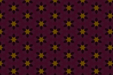 Süslü baskı tekstil için idealdir. Kalın bir geometrik yeşil, sarı arka planda menekşe çiçeği deseni. Dekoratif desen.