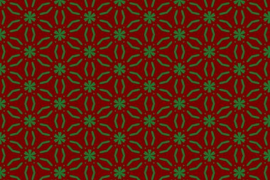 Yeşil arka planda kusursuz kırmızı çiçek deseni