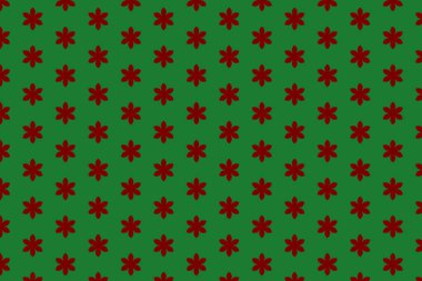 Yeşil arka planda kusursuz kırmızı çiçek deseni