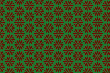 Yeşil arka planda kusursuz kırmızı çiçek deseni